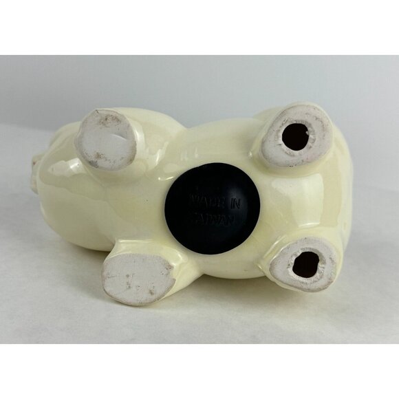 Vintage Painted Ceramic Standing Piggy Bank Off White Pottery Taiwan Made 6x3 in - Picture 7 of 12